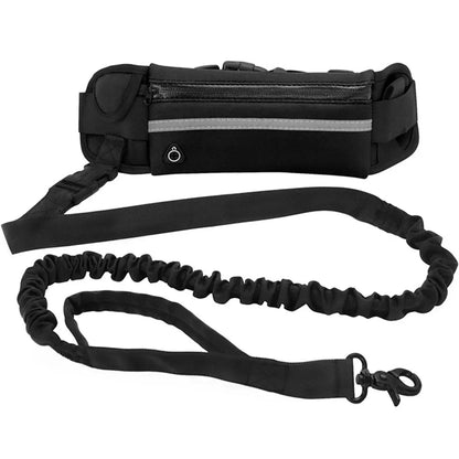 Hunde-Jogging-Leine mit Bauchgurt & Tasche – elastisch, reflektierend & freihändig