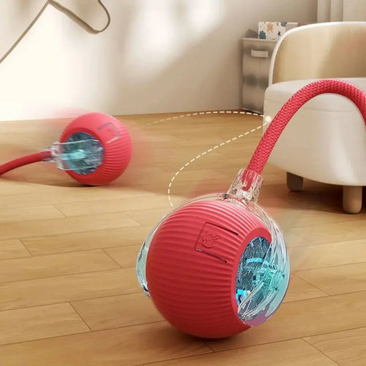 Interaktives Katzen-Spielball-Spielzeug – automatischer Rollball mit Kunstschwanz, wiederaufladbares smartes Haustierspielzeug für Katzen & Hunde, Trainingsspielzeug mit Maus-Imitation
