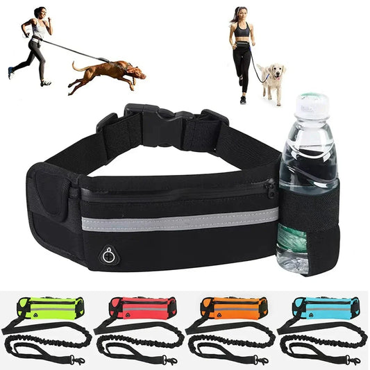 Hunde-Jogging-Leine mit Bauchgurt & Tasche – elastisch, reflektierend & freihändig