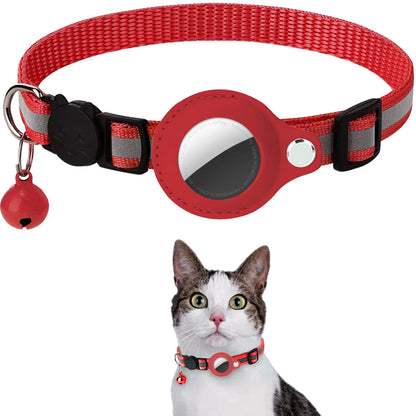 Katzenhalsband mit AirTag-Halter – reflektierend, verstellbar & wasserdicht mit Sicherheitsverschluss & Glöckchen
