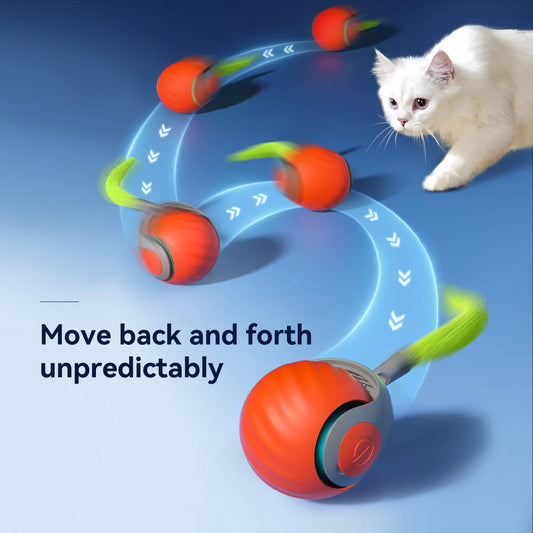 Intelligent Speedy Tail 2.0 – Automatischer Katzen-Spielball mit Schwanz, smartes interaktives Katzenspielzeug mit zwei Geschwindigkeitsstufen