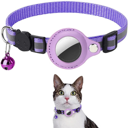 Katzenhalsband mit AirTag-Halter – reflektierend, verstellbar & wasserdicht mit Sicherheitsverschluss & Glöckchen