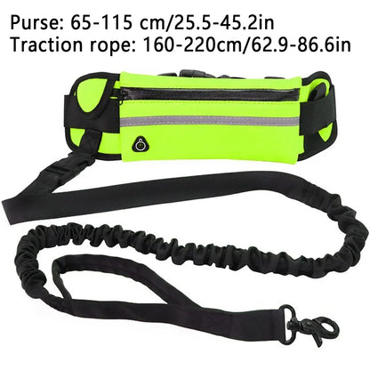Hunde-Jogging-Leine mit Bauchgurt & Tasche – elastisch, reflektierend & freihändig