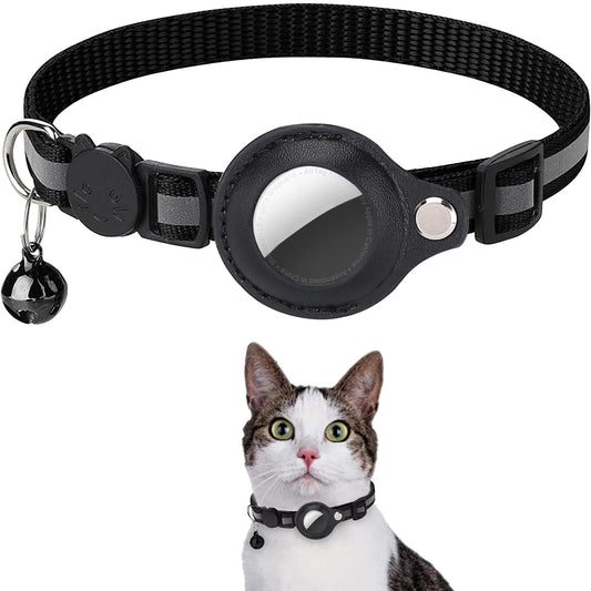 Katzenhalsband mit AirTag-Halter – reflektierend, verstellbar & wasserdicht mit Sicherheitsverschluss & Glöckchen
