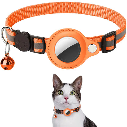 Katzenhalsband mit AirTag-Halter – reflektierend, verstellbar & wasserdicht mit Sicherheitsverschluss & Glöckchen