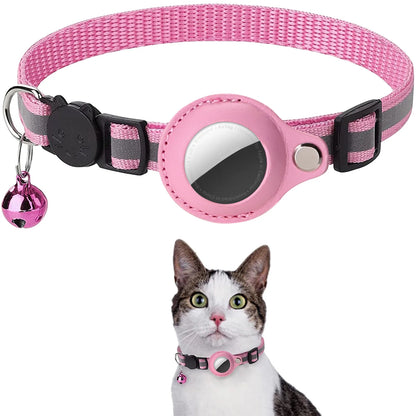 Katzenhalsband mit AirTag-Halter – reflektierend, verstellbar & wasserdicht mit Sicherheitsverschluss & Glöckchen