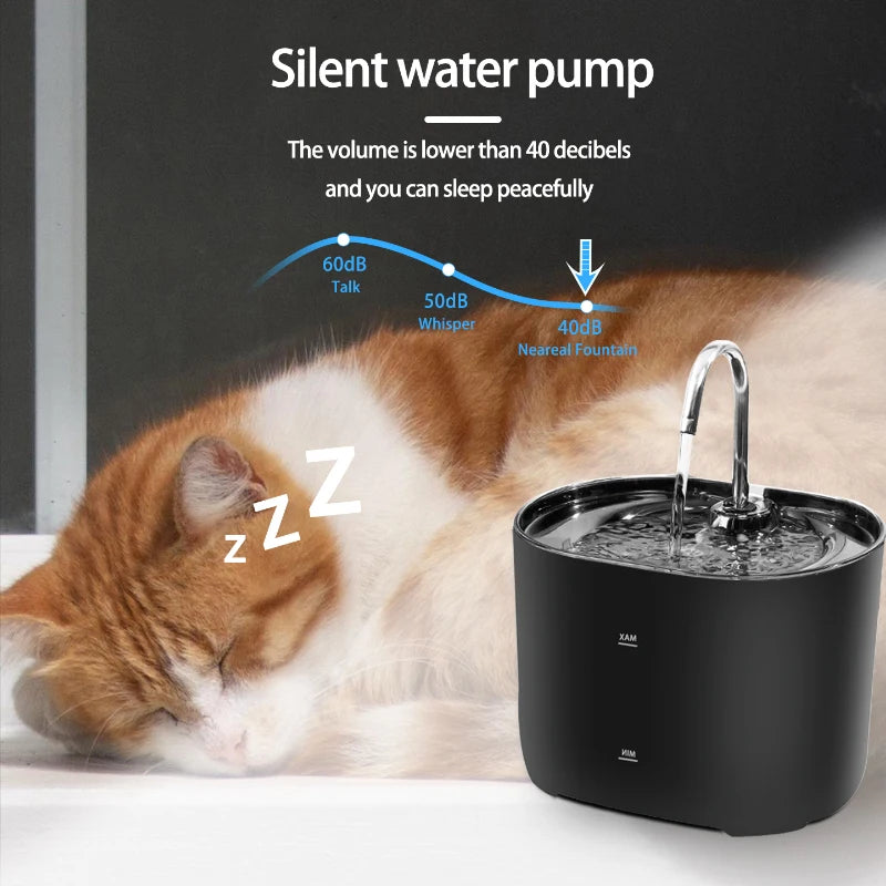 Automatischer Katzenbrunnen mit Edelstahlhahn – leiser Trinkbrunnen mit Filter für Katzen & kleine Hunde