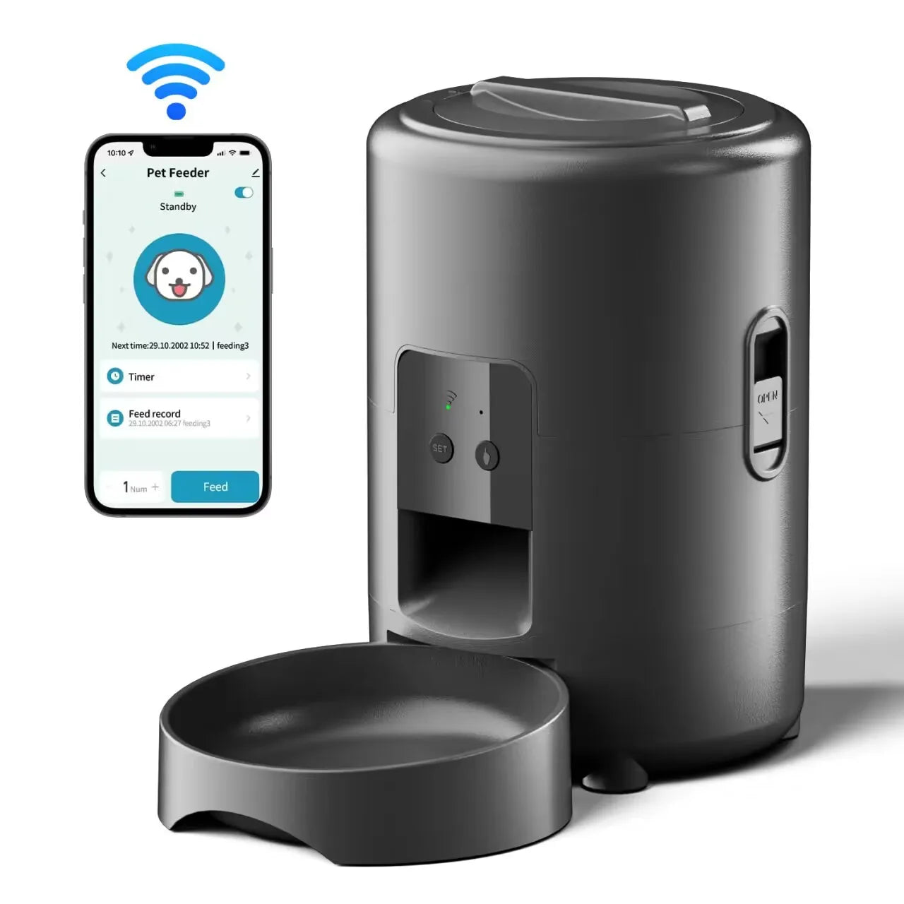 Automatischer 2L Futterspender für Hunde & Katzen – Smart Control über TuYa App, Trockennahrung Spender mit Schüssel