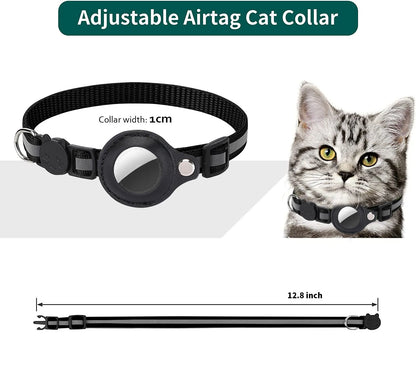 Katzenhalsband mit AirTag-Halter – reflektierend, verstellbar & wasserdicht mit Sicherheitsverschluss & Glöckchen