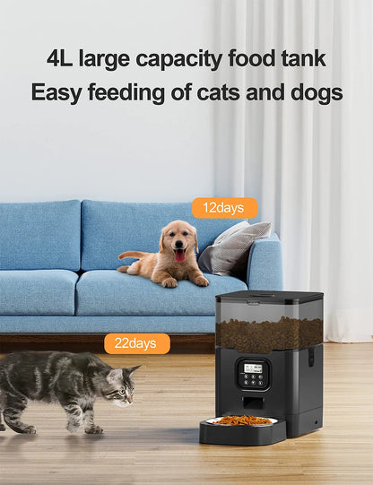 Automatischer Futterspender für Hunde & Katzen – Smart Feeder mit TuYa App, WLAN, Sprachsteuerung & Timer, Anti-Schling-Funktion 4L